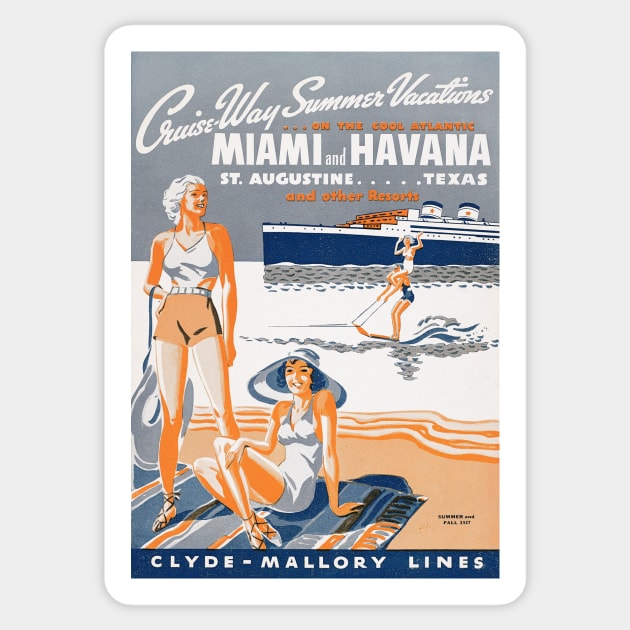 Cruise-Way Summer Vacations 1937 Vintage Flyer Sticker by vintagetreasure